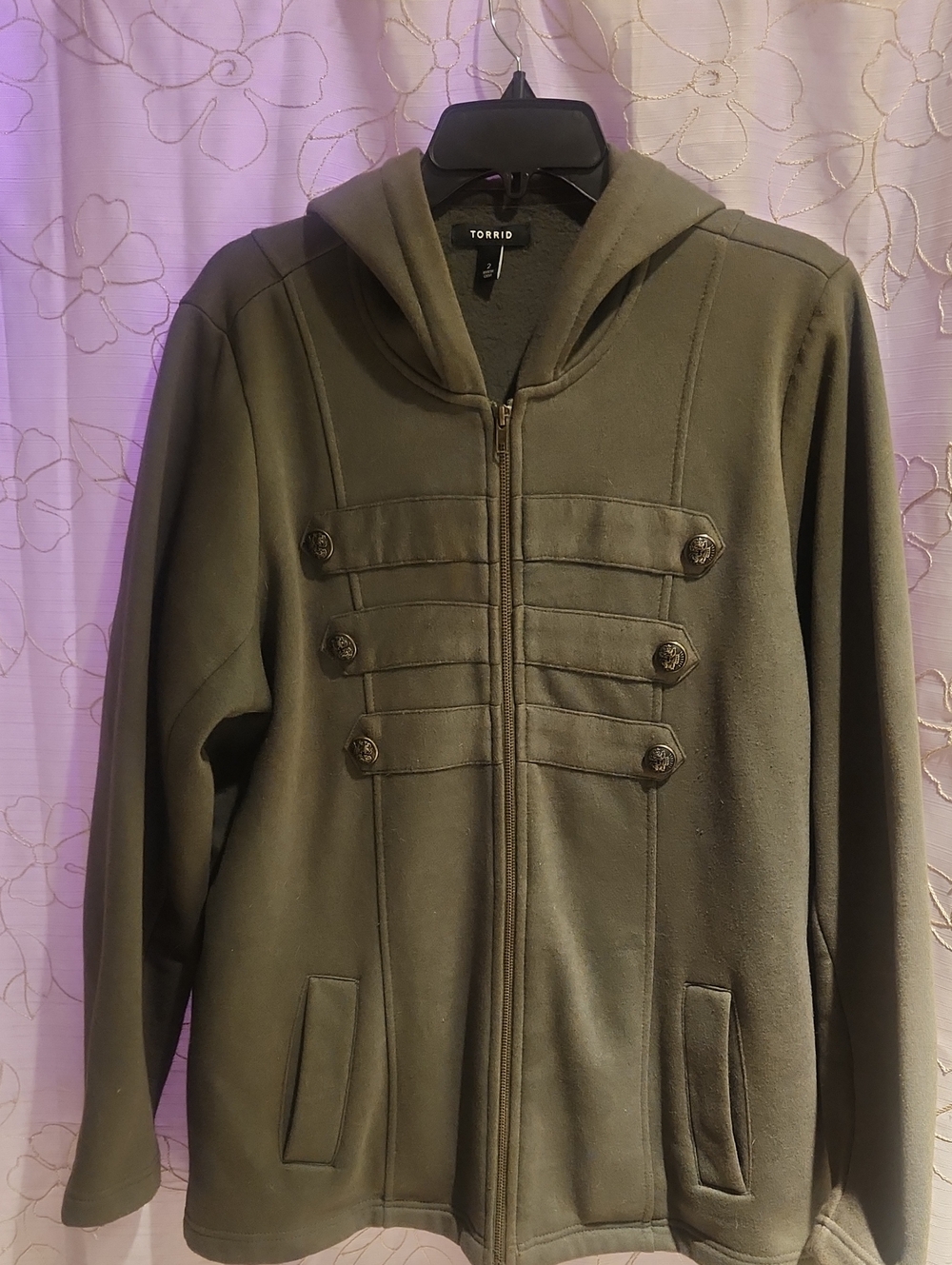 torrid Olive Military-Style Hooded Utility Jacket